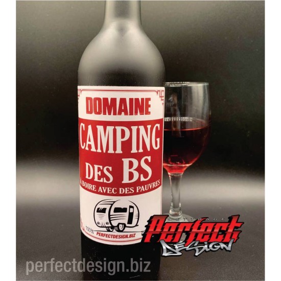 Étiquette pour bouteille de vin - Camping de BS